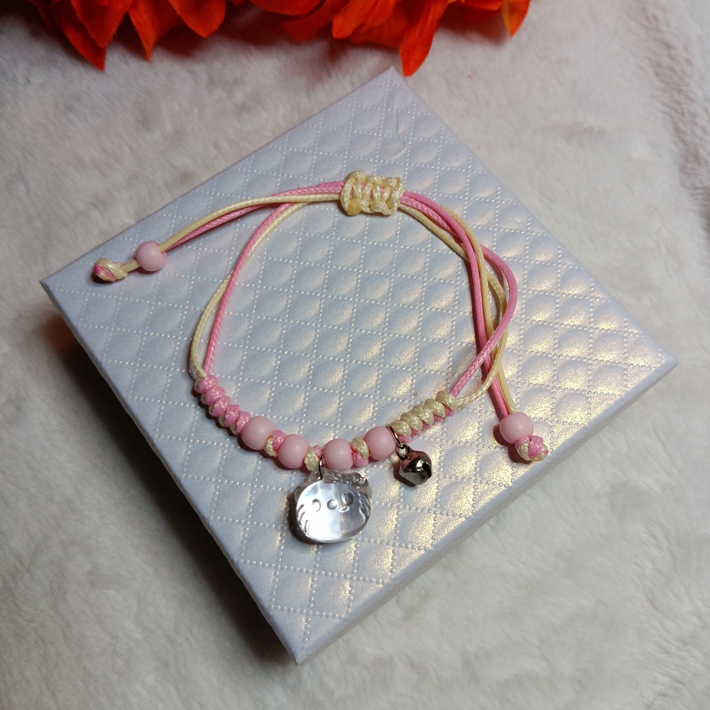 Pink Beaded Bracelet with Hell Kitty Charm